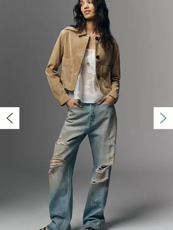 Blank NYC Tan Suede Jacket with Neutral Leather Label - Picture 3 of 6